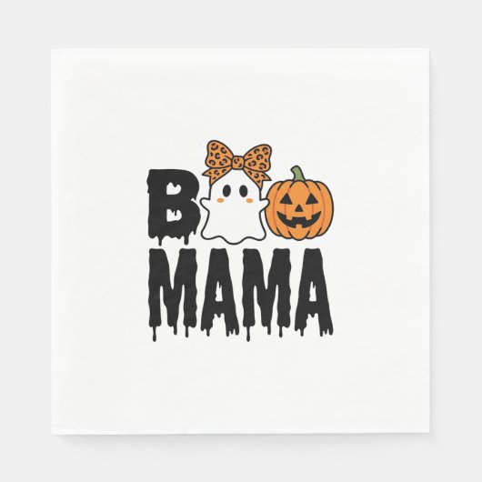 Serviette En Papier Conception de noeud de fantôme de pumpkin de Maman (Devant)