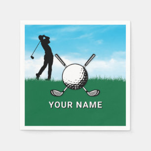 Serviette En Papier Conception de nom personnalisé de golf élégant