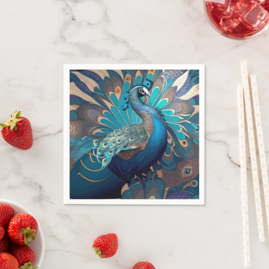 Serviette En Papier conception de paon (En situation)