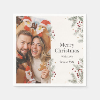 Serviette En Papier Conception de photo de Noël simple avec branche de