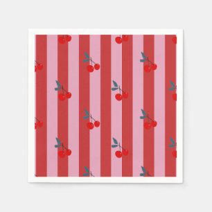 Serviette En Papier Conception de rayure rouge et rose avec carte aux