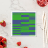 Serviette En Papier Conception de rayures patchwork bleu vert (En situation)
