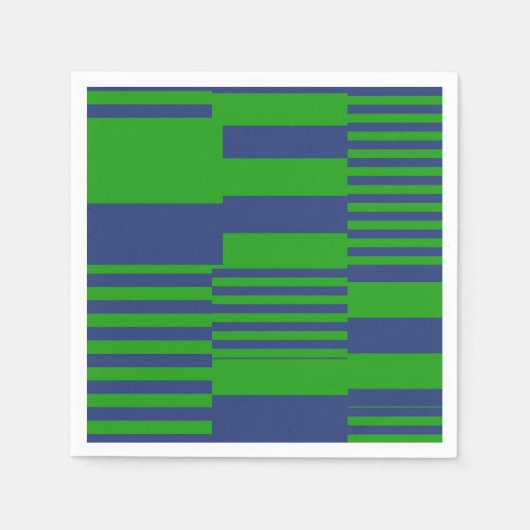 Serviette En Papier Conception de rayures patchwork bleu vert (Devant)
