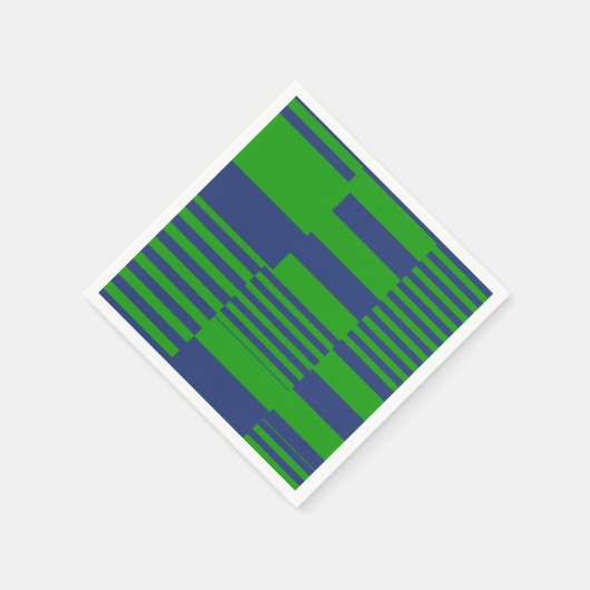 Serviette En Papier Conception de rayures patchwork bleu vert (Coin)