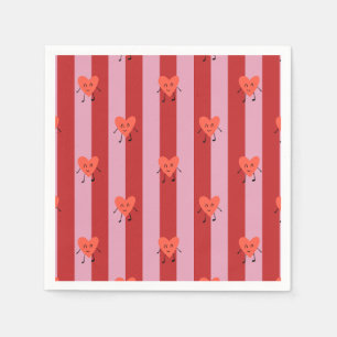 Serviette En Papier Conception de rayures rouges et roses avec de peti