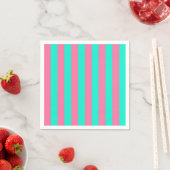 Serviette En Papier Conception de rayures vert menthe rose (En situation)