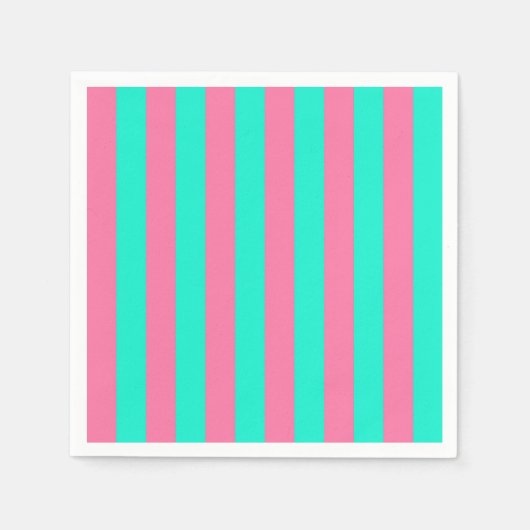 Serviette En Papier Conception de rayures vert menthe rose (Devant)