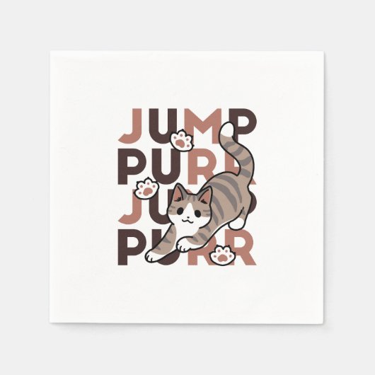 Serviette En Papier Conception de saut de chat - Artwork de purr de sa (Devant)