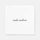 Serviette En Papier Conception de script de monogramme blanc moderne (Devant)