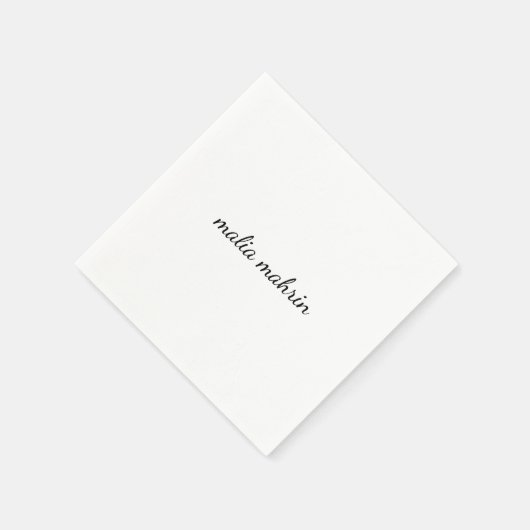 Serviette En Papier Conception de script de monogramme blanc moderne (Coin)