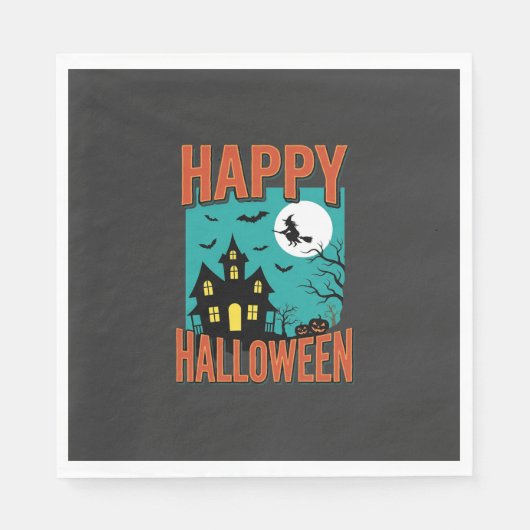 Serviette En Papier Conception de sorcière de maison hantée Halloween (Devant)