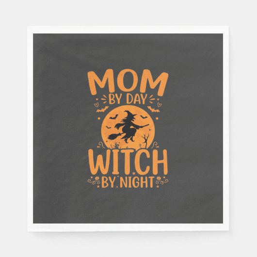 Serviette En Papier Conception de sorcière de maman Halloween (Devant)