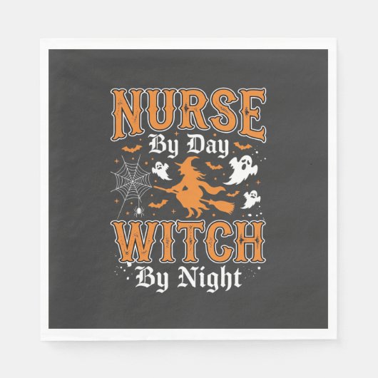 Serviette En Papier Conception de sorcière infirmière Halloween (2) (Devant)