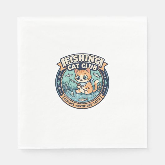 Serviette En Papier Conception de T-shirt de chat de pêche - Chat de p (Devant)