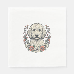 Serviette En Papier Conception de T-Shirt de Portrait de Chien Bouclé