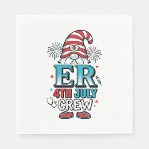 Serviette En Papier Conception de T-shirt Gnome Patriotique ER 4 juill