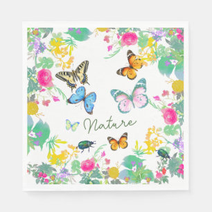 Serviette En Papier Conception de T-Shirt Papillons Aquarelle Nature
