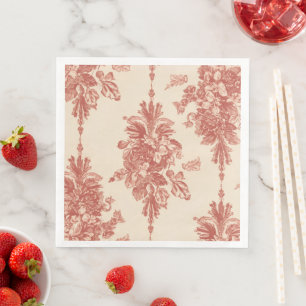 Serviette En Papier Conception de tapisserie rouge vintage, romance de