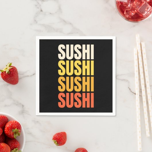 Serviette En Papier Conception de texte de Sushi (En situation)