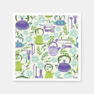 Serviette En Papier Conception de théière verte japonaise