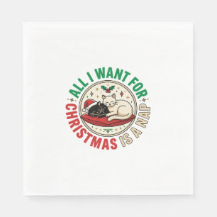 Serviette En Papier Conception de vacances de sieste de chat de Noël