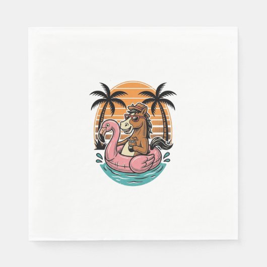 Serviette En Papier Conception de vacances d'été Flamingo Cheval Vinta (Devant)