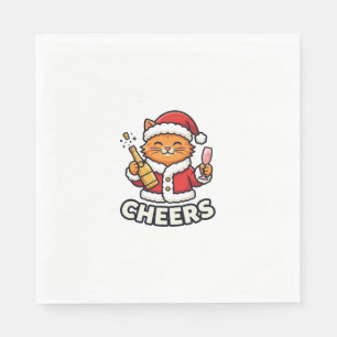 Serviette En Papier Conception de vecteur de chat de Noël Cheers