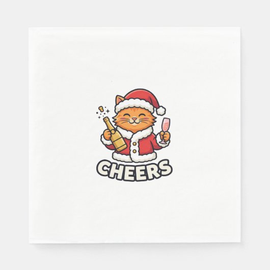 Serviette En Papier Conception de vecteur de chat de Noël Cheers (Devant)