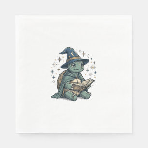 Serviette En Papier Conception de vecteur de magicien de tortue mignon