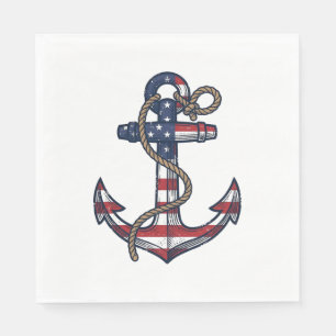 Serviette En Papier Conception de vecteur vintage d'ancre patriotique_