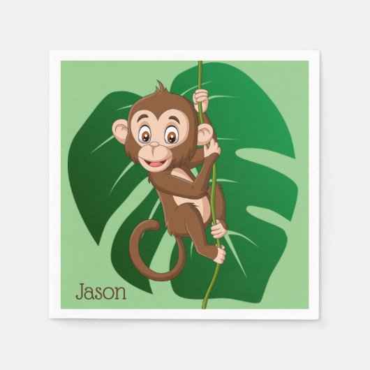 Serviette En Papier Conception des feuilles de singe Jungle (Devant)