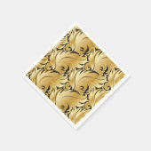 Serviette En Papier Conception des feuilles noires et or (Coin)