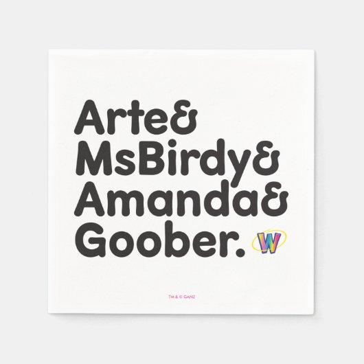 Serviette En Papier Conception des noms Webkinz (Devant)