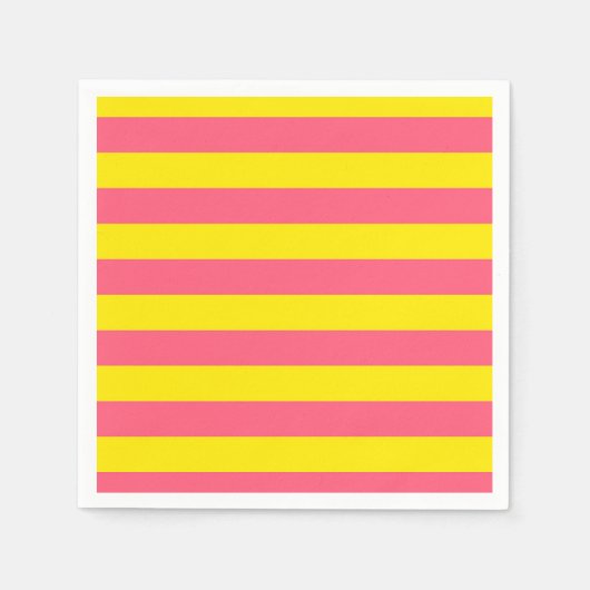 Serviette En Papier Conception des rayures rose et jaune (Devant)