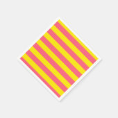 Serviette En Papier Conception des rayures rose et jaune (Coin)