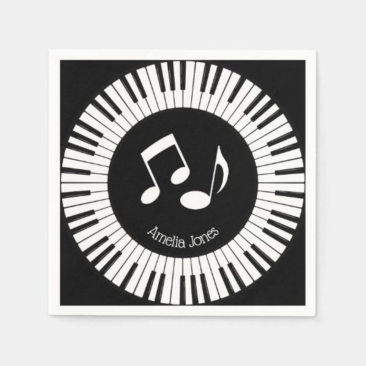 Serviette En Papier Conception des touches de piano (Devant)