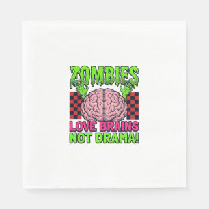 Serviette En Papier Conception d'horreur vintage Amour de zombies cerv