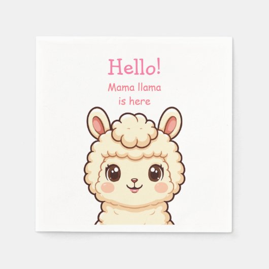 Serviette En Papier Conception d'illustration de lama mignon (Devant)