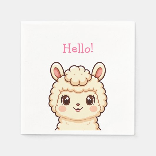 Serviette En Papier Conception d'illustration de lama mignon (Devant)