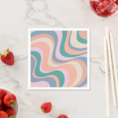Serviette En Papier Conception d'ondes rétrogrades modernes multicolor (En situation)
