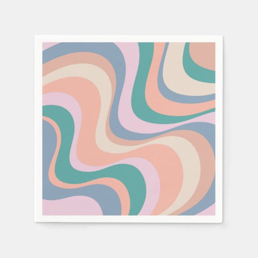 Serviette En Papier Conception d'ondes rétrogrades modernes multicolor (Devant)