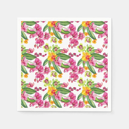 Serviette En Papier Conception d'orchidées à l'aquarelle 18 (Devant)