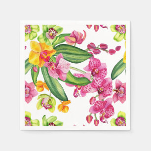 Serviette En Papier Conception d'orchidées à l'aquarelle 18