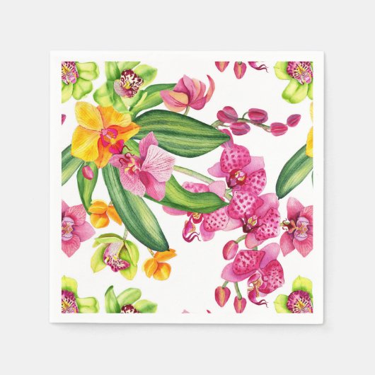 Serviette En Papier Conception d'orchidées à l'aquarelle 18 (Devant)