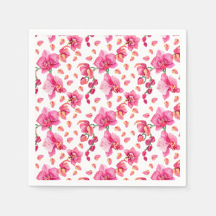 Serviette En Papier Conception d'orchidées à l'aquarelle 2