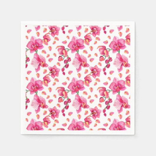 Serviette En Papier Conception d'orchidées à l'aquarelle 2 (Devant)