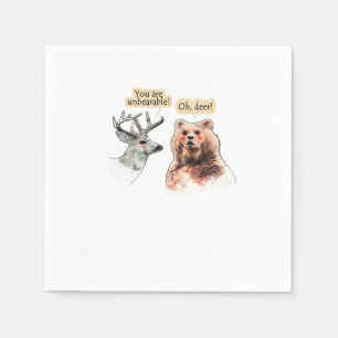 Serviette En Papier Conception drôle de faune ours et cerf en conversa
