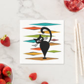 Serviette En Papier Conception du chat noir du milieu du siècle (En situation)
