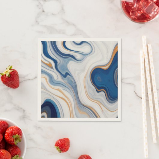 Serviette En Papier Conception en marbre de la Marine Abstraite (En situation)