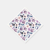 Serviette En Papier Conception florale délicate avec feuilles de lavan (Coin)